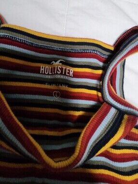 Hollister Ribbed Scoop Tank Top - Red, Yellow, Navy, Light Blue, Sage, Cream